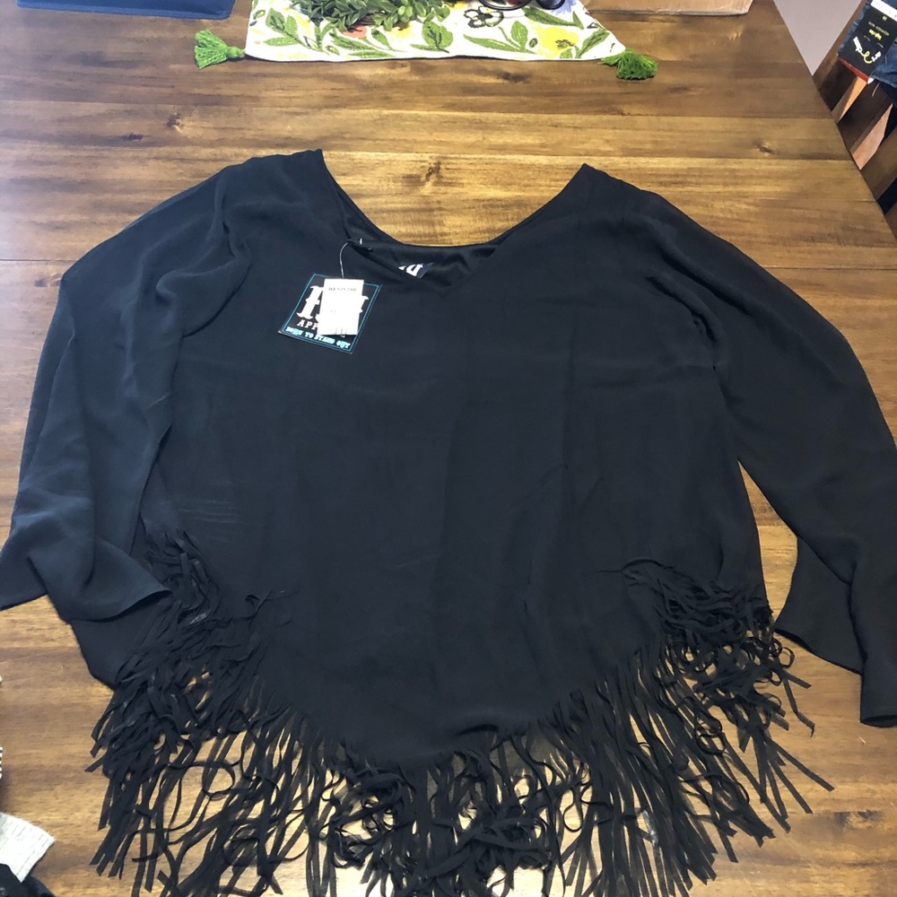Western brand, black fringe shirt